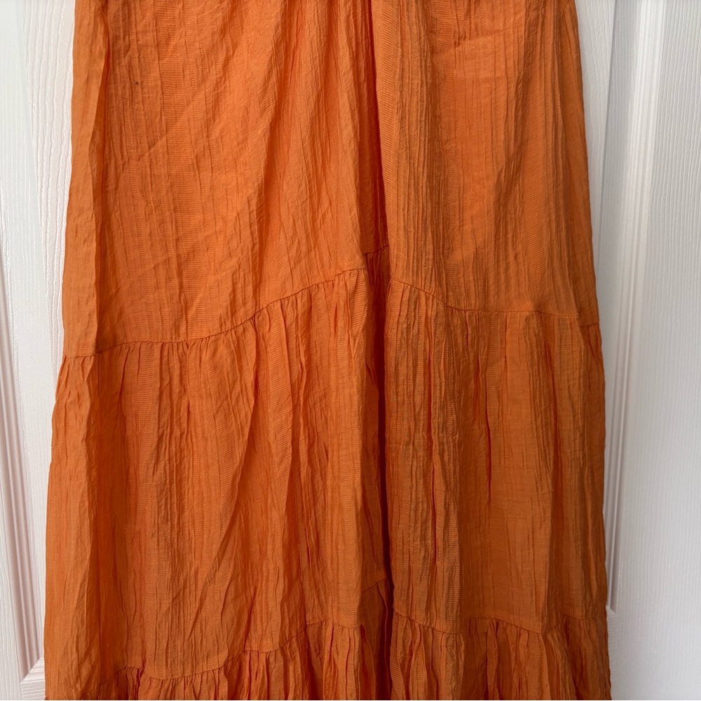 NWT Mango Orange Tiered V‑Neck Maxi Vacation dress - Picture 5 of 10